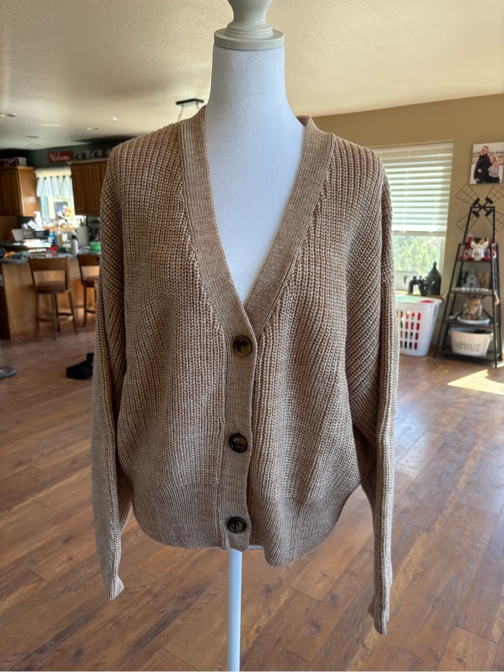 Petal & Pup Camel V-Neck Button Front Cardigan